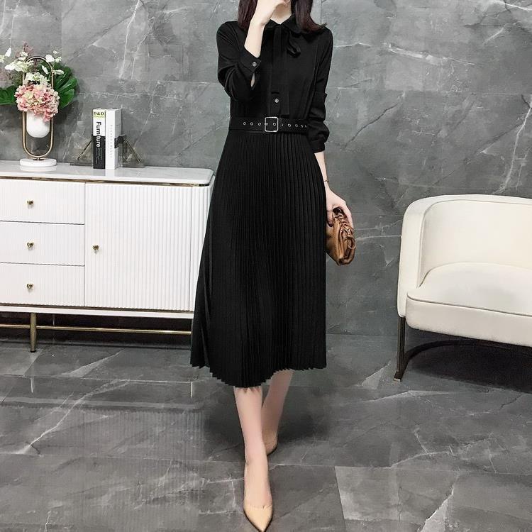 Đầm Xếp Ly Dài Tay Chuyên Nghiệp Thời Trang Xuân Thu 2022 Mới