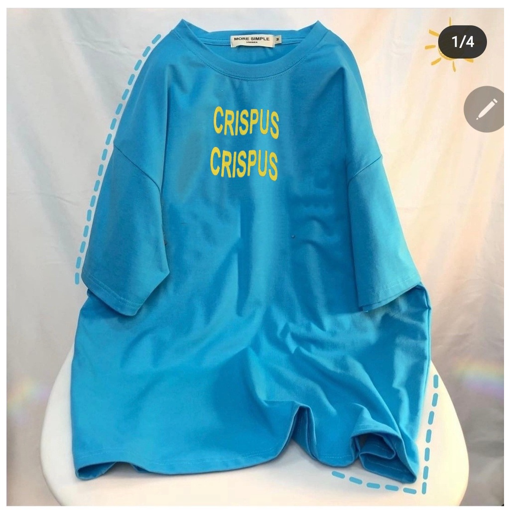 Áo Thun Cris Plus Xanh Biển - Áo thun tay lỡ form rộng Unisex 38-65kg Nam Nữ  [VIDEO+ẢNH THẬT]
