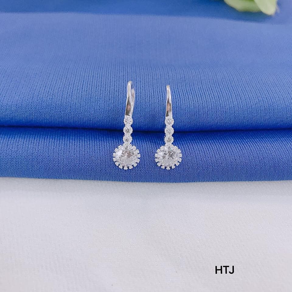 Bông tai nữ giá rẻ đính đá nhỏ xinh xắn chuẩn bạc ta sáng đẹp ms79/ Trang sức bạc JQN