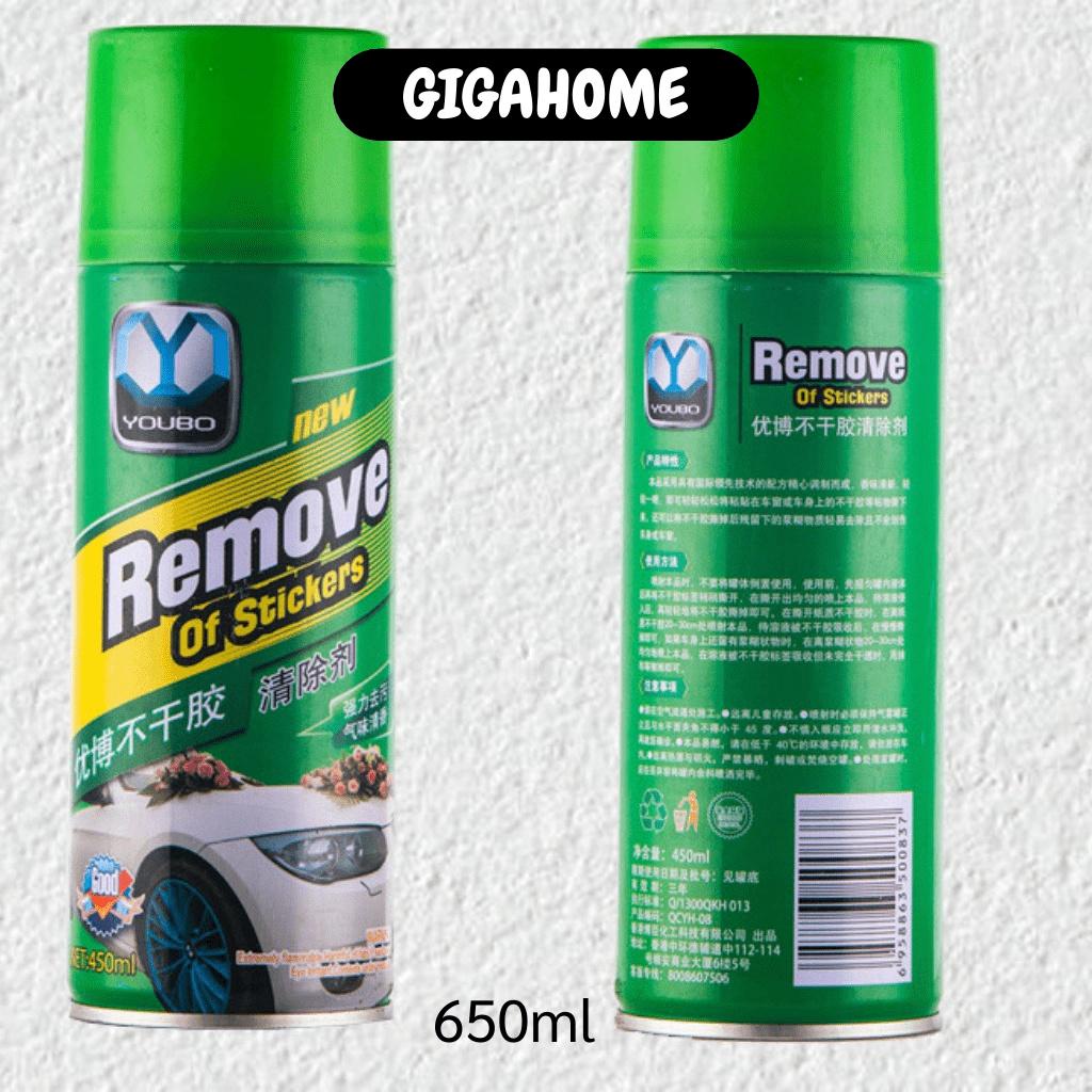 Chai Vệ Sinh Xe Hơi GIGAHOME Chai Xịt Tẩy Keo, Băng Dính Trên Xe Hơi Remove 650ml 9207