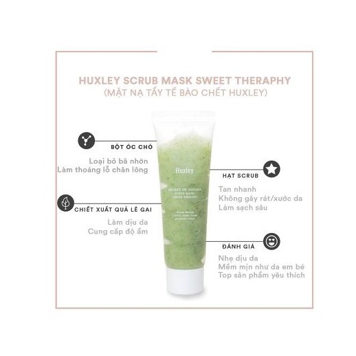 MINI Mặt Nạ Tẩy Tế Bào Chết, Giúp Da Trắng Sáng Huxley Secret of Sahara Scrub Mask; Sweet Therapy 30ml