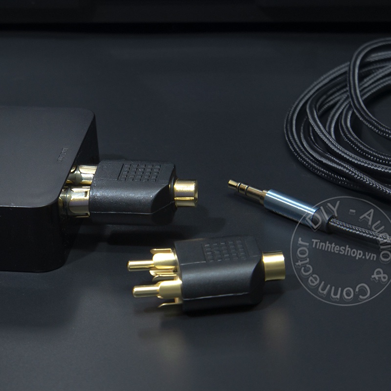 Đầu đổi 3.5mm cái sang 2 AV đực - 2 RCA male to 3.5mm female