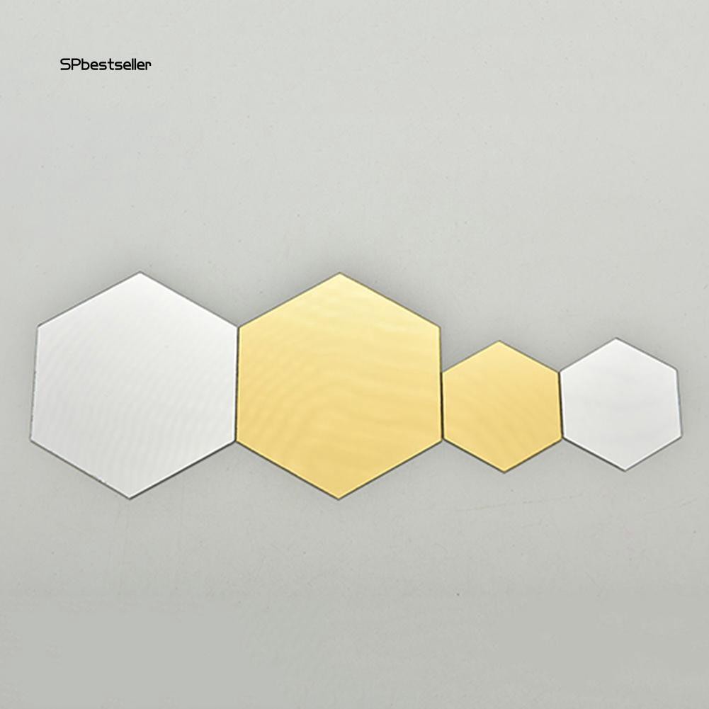 Bộ 12 miếng dán tường tráng gương hình lục giác bắt mắt