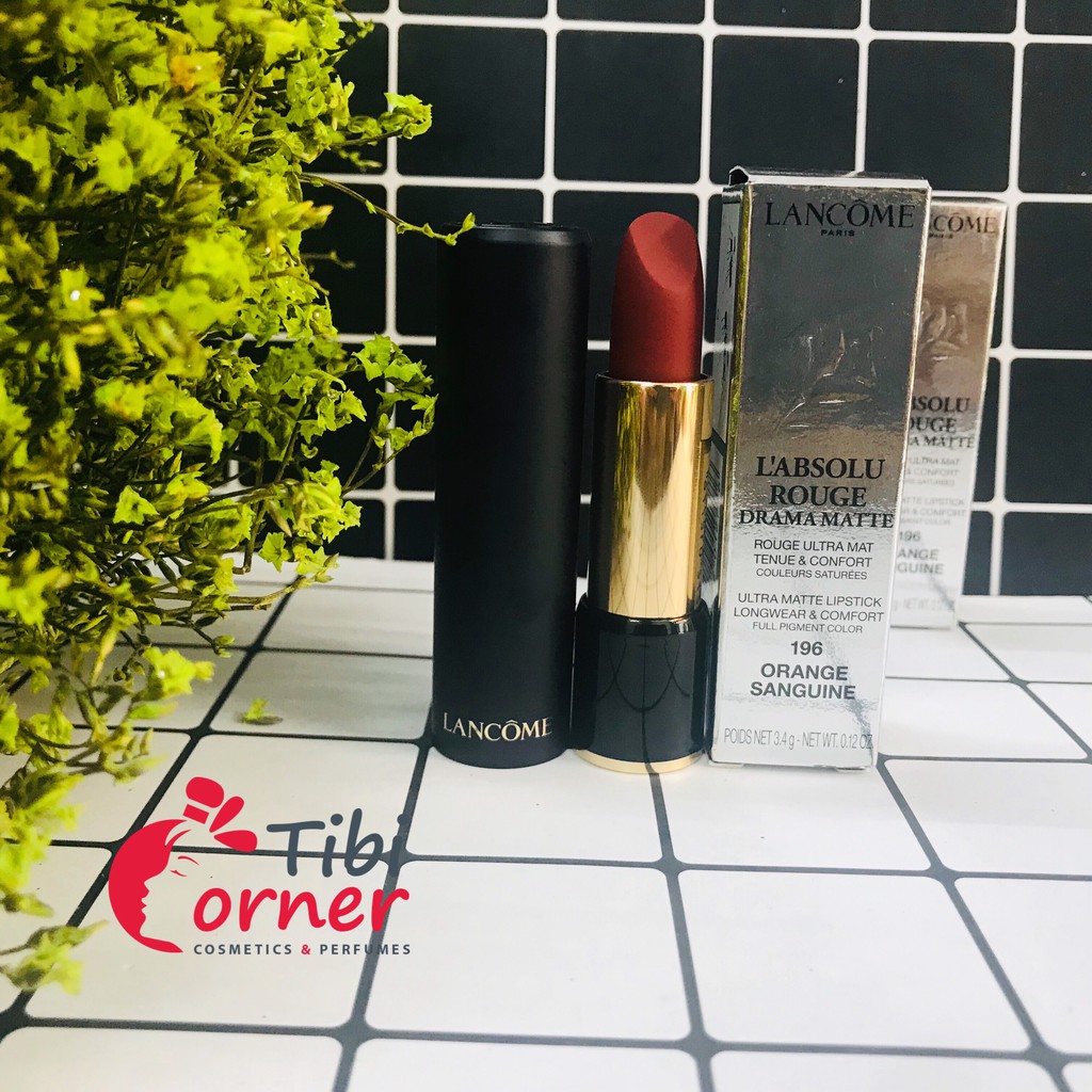 Son lì màu 196 Orange Sanguine- Lancome L’absolu Rouge Drama Matte