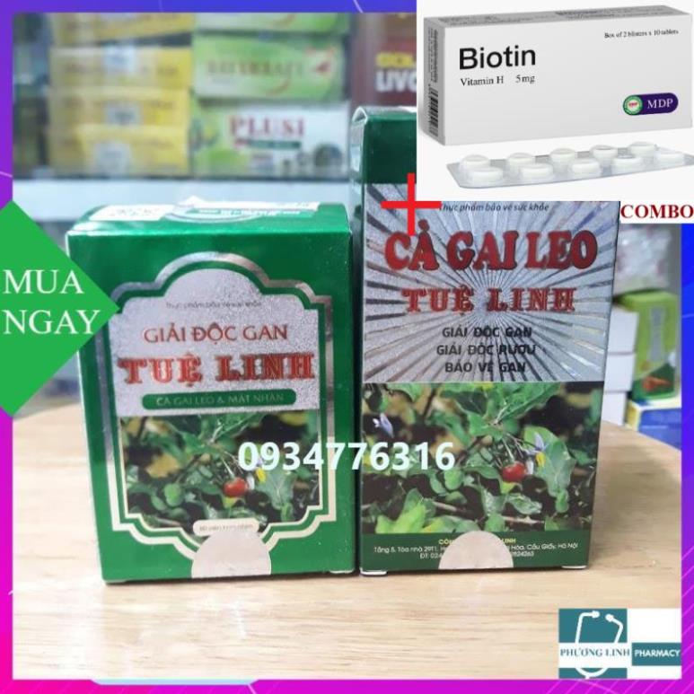 Combo Biotin 5mg+ Giải Độc Gan Tuệ Linh - Từ cà gai leo &amp; mật nhân – Giúp tăng cường chức năng gan, hạ men gan