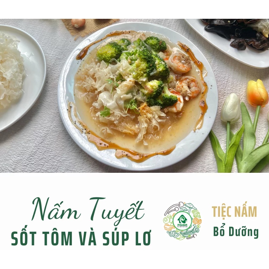 Nấm tuyết khô nấu chè dưỡng nhan/chè hạt sen/nấu súp - Nấm Phú Gia