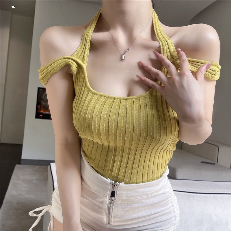 SUXI Áo Hai Dây Dáng Ôm Màu Sắc Thời Trang Xuân Hè Cho Nữ