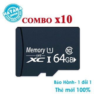 Combo 10 thẻ nhớ microSD 64GB giá sỉ có hộp đựng