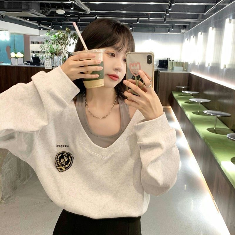 Áo len tay dài cổ chữ V thời trang cho nữ
