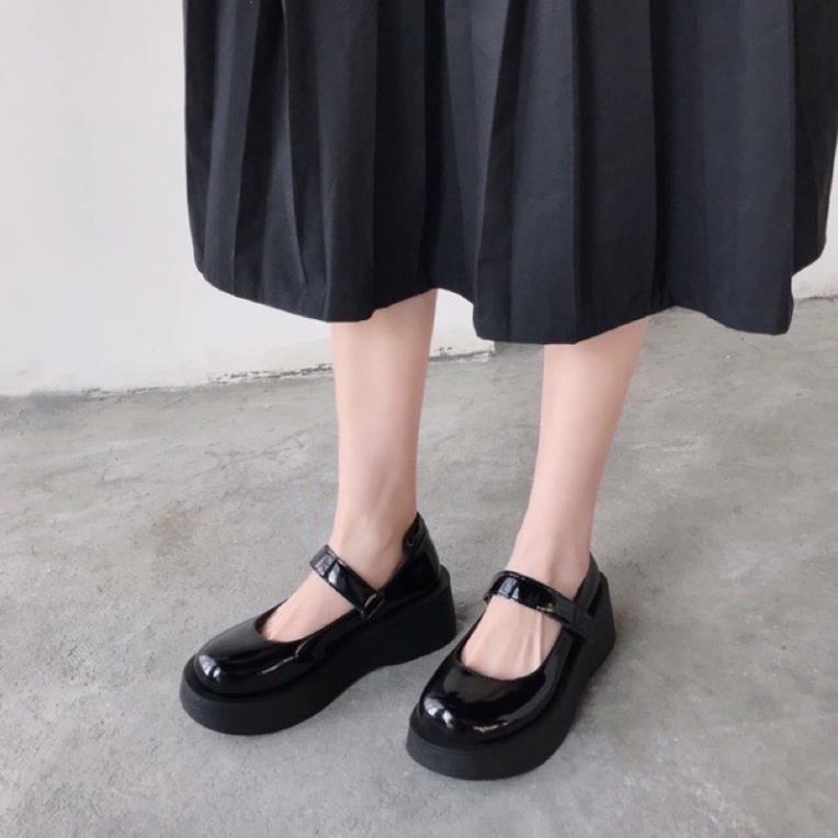 CÓ SẴN - Giày Mary Janes đế bằng quai dán cao 5cm (ảnh thật shop chụp) VIP