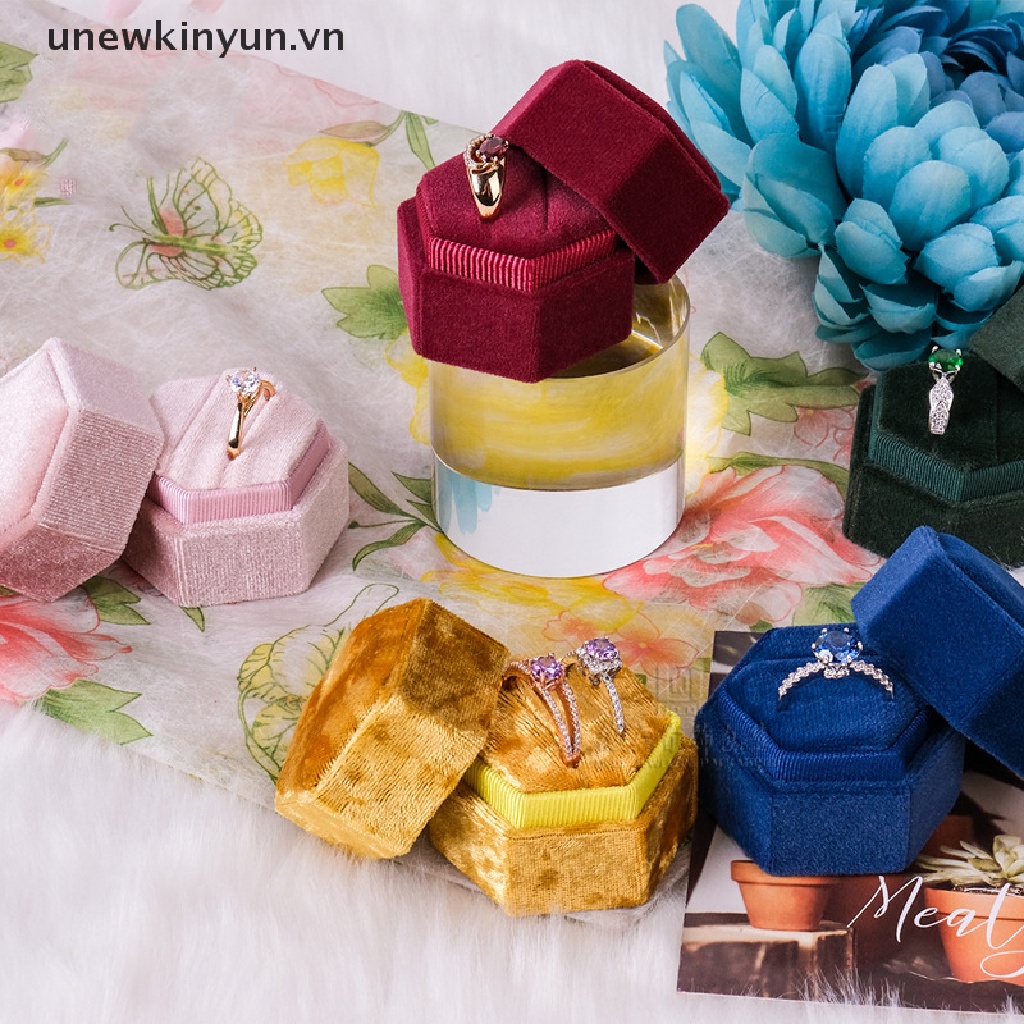 Hộp Đựng Nhẫn Cưới Hình Lục Giác Chất Liệu Nhung