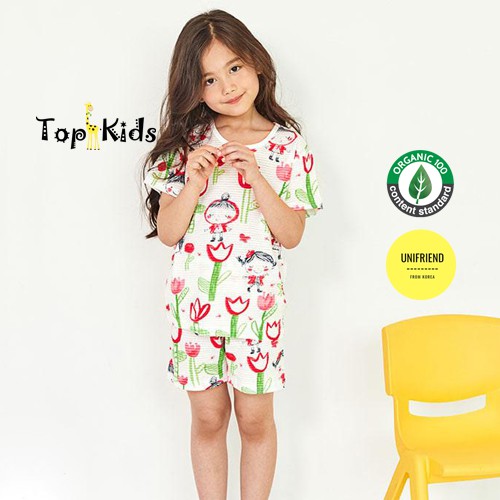 Bộ đồ COTTON giấy cao cấp,bé gái TuyLip - Unifriend Hàn Quốc -bộ cộc tay mùa hè,  từ 10- 60kg, Topkid_vietnam