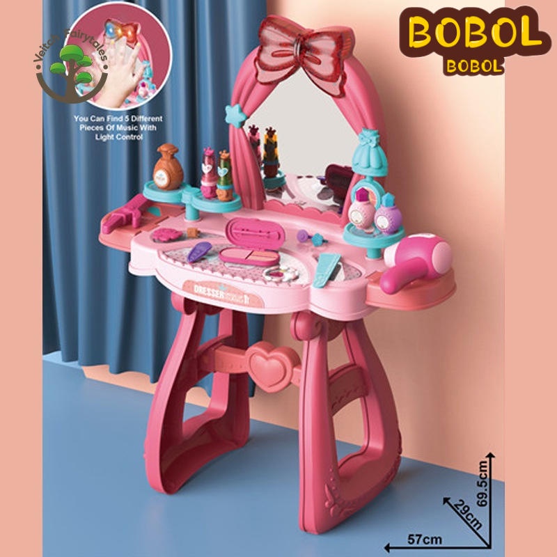 Bộ Đồ Chơi Bàn Trang Điểm Công Chúa Với Đèn Cảm Biến Thông Minh Dành Cho Trẻ Em