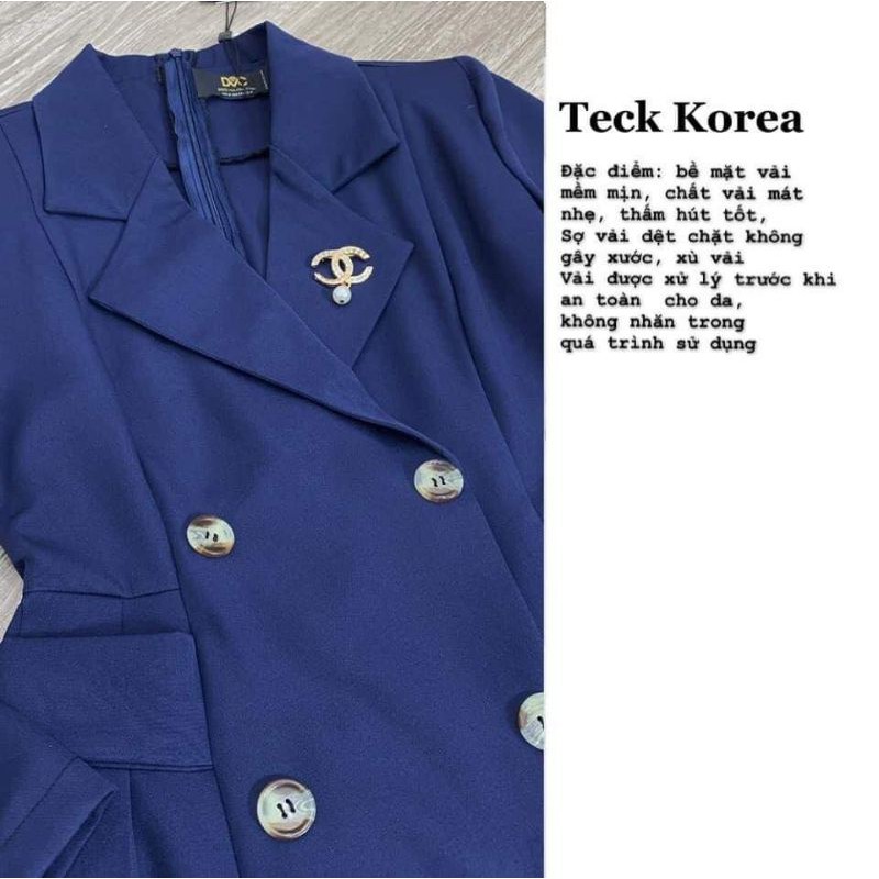 Thời trang thiết kế thương hiệu DVC cao cấp, đầm xòe giả vest dây nơ sau, vải teck Hàn