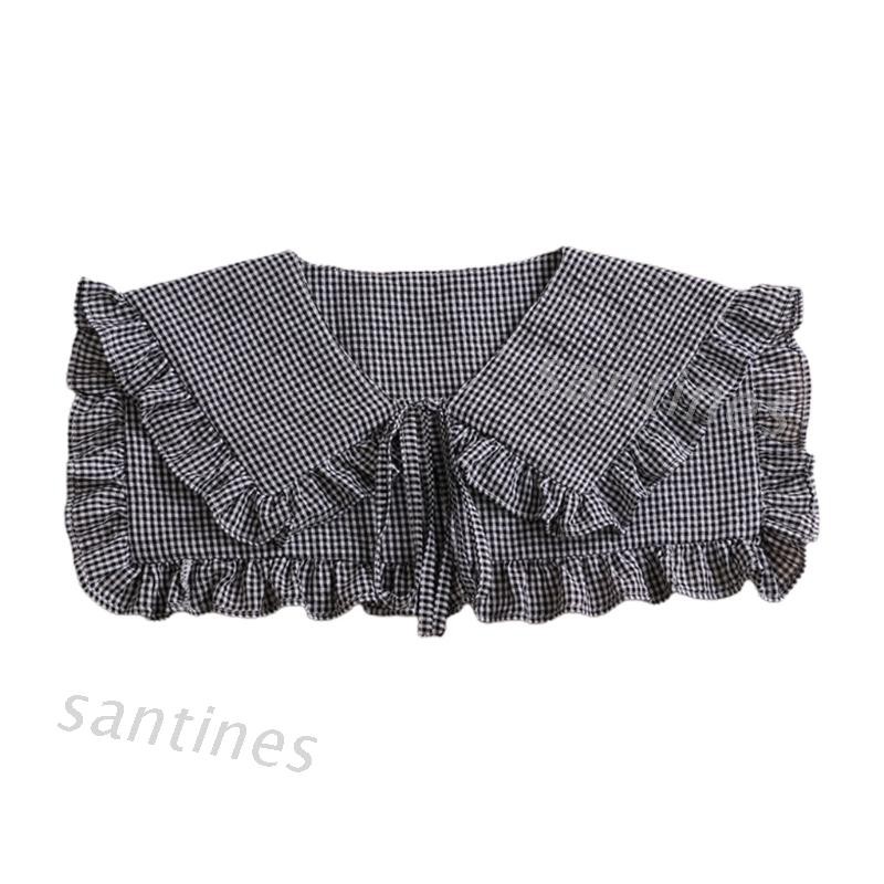 Cổ áo giả họa tiết caro thắt dây phong cách Lolita