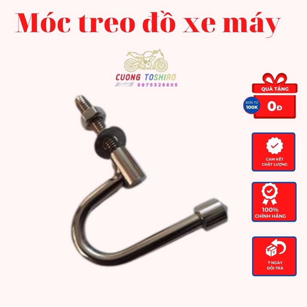 Móc treo đồ xe máy loại chữ U, loại kẹp, loại móc câu, dấu hỏi inox titan 7 màu gắn lắp cho mọi dòng xe