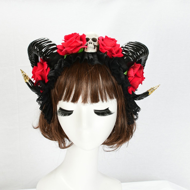 Băng Đô Cài Tóc Hình Sừng Kì Lân Phối Hoa Độc Đáo