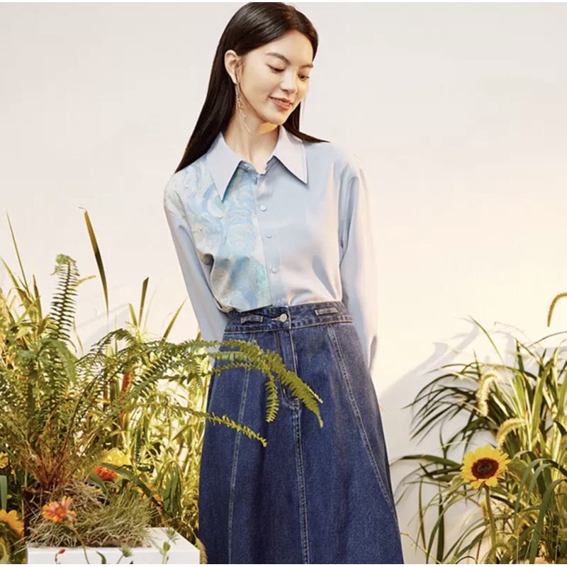 Áo sơ mi xanh Eifini