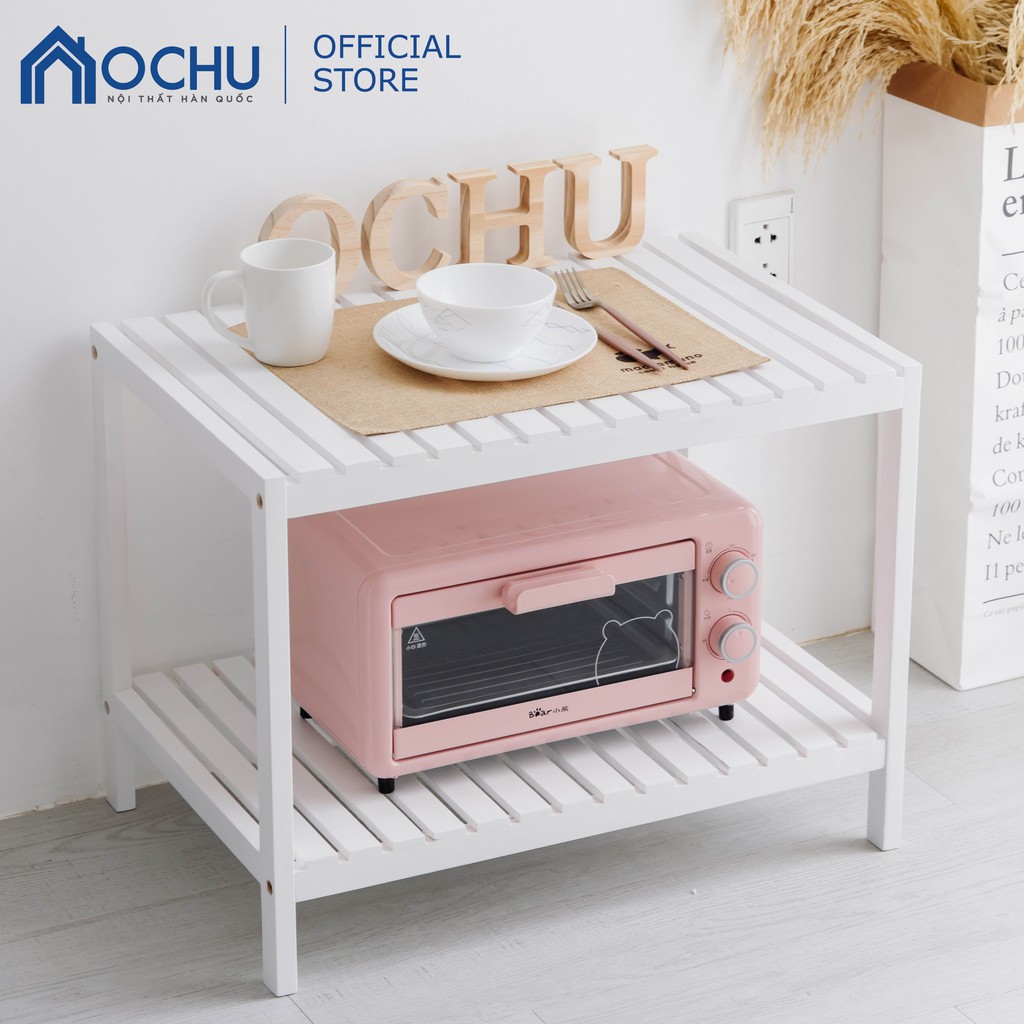 Kệ Lò Vi Sóng Khung Gỗ 2 Tầng OCHU - Oven Shelf 2F - White