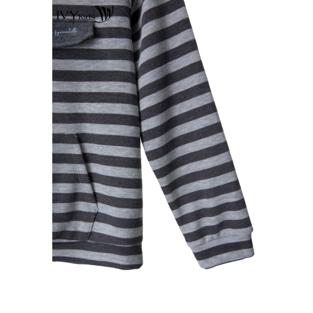 Áo thun kẻ dài tay bé trai IVY moda MS 58K1402