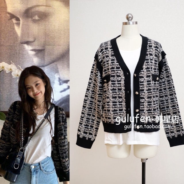Áo khoác cardigan len Jennie Blackpink