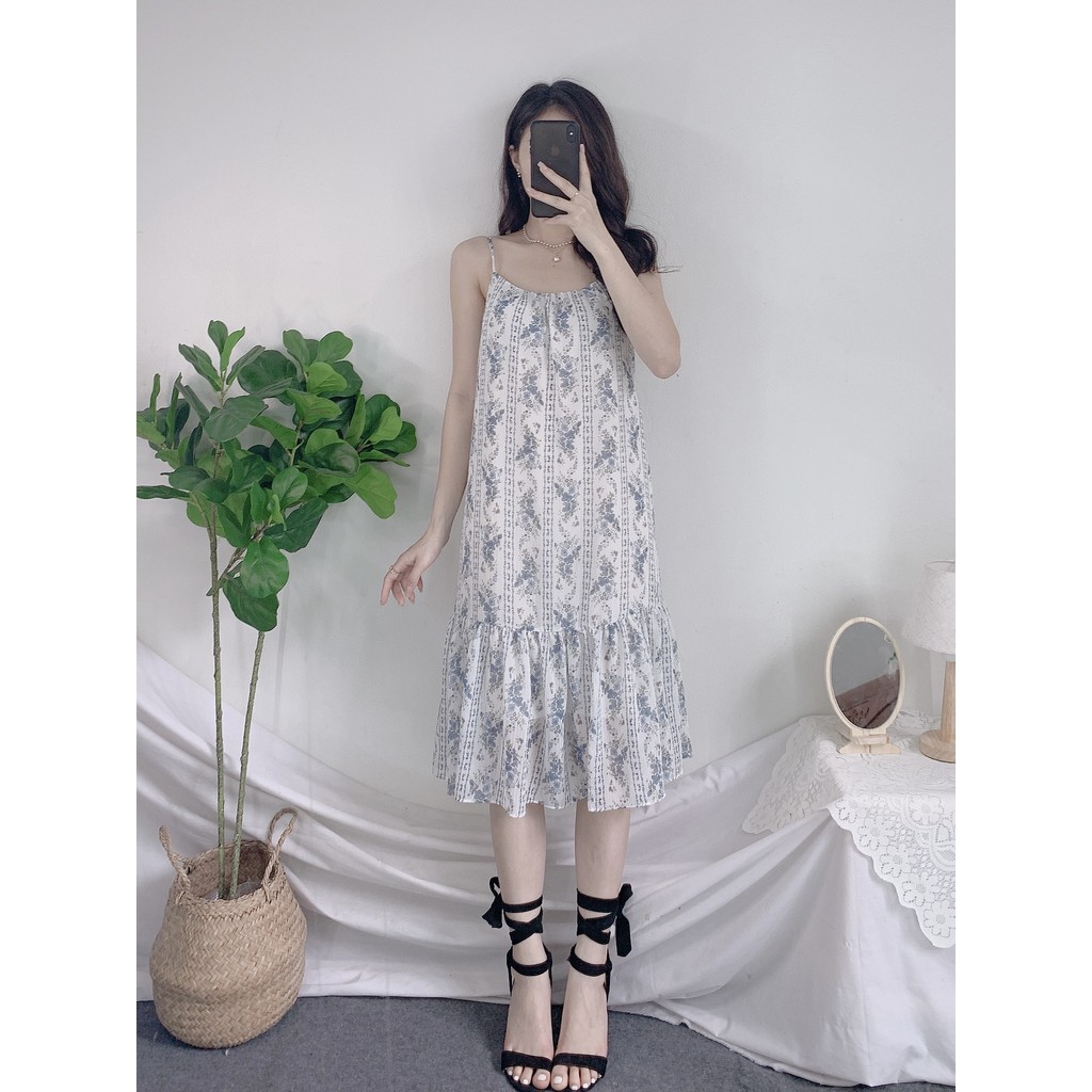 Đầm Hai Dây Voan Hàn Vintage Nữ [FREESHIP] 🌸 Váy 2s hoa nhí dáng suông, đuôi cá điều chỉnh hàng thiết kế Ulzzang HOT 🌸 | WebRaoVat - webraovat.net.vn