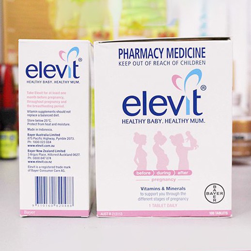 Vitamin tổng hợp cho mẹ bầu, mẹ sau sinh Bayer Elevit Pregnancy Multivitamin Úc 100 viên