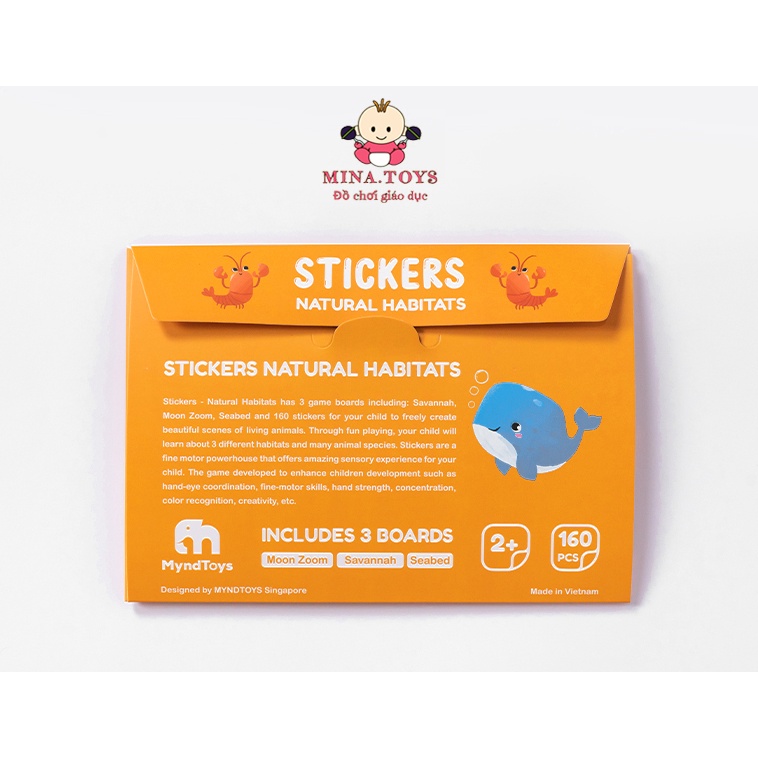 Bộ Miếng Dán Stickers Myndtoys Natural Habitats 3 Tấm Sticker Kèm 3 Tranh Nền Đồ Chơi Trí Tuệ – BỐ KHỦNG LONG