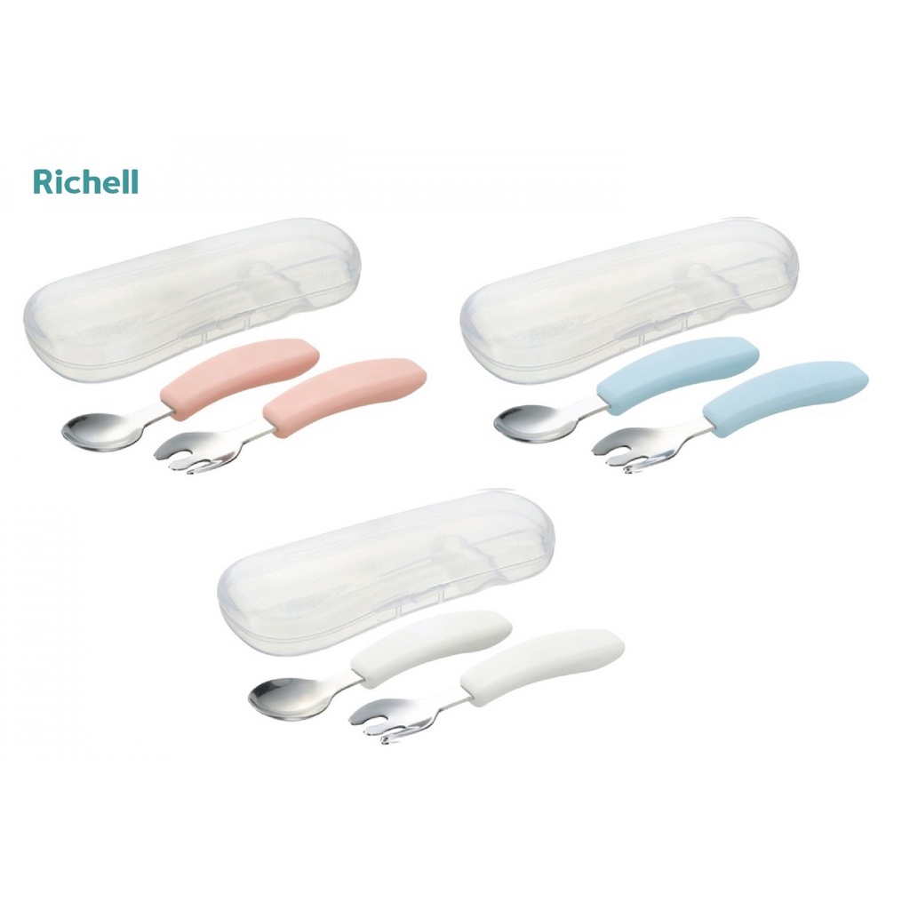 Bộ muỗng nĩa inox Richel T.L.I kèm hộp Xanh - hồng - trắng