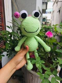 Ếch cốm, đồ chơi thú bông bằng len móc handmade