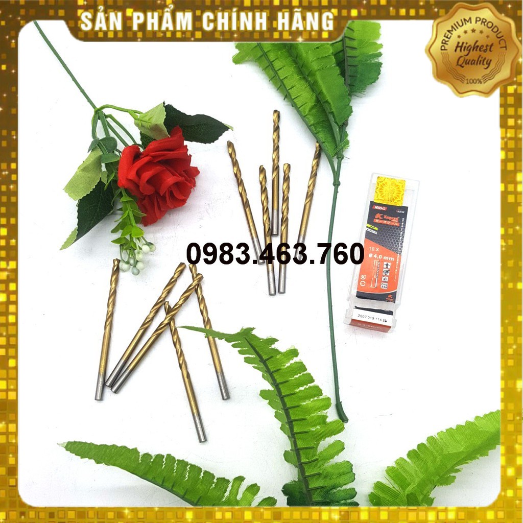 BỘ 10 MŨI KHOAN SẮT - INOX KAPUSI VÀNG 4 MM CAO CẤP