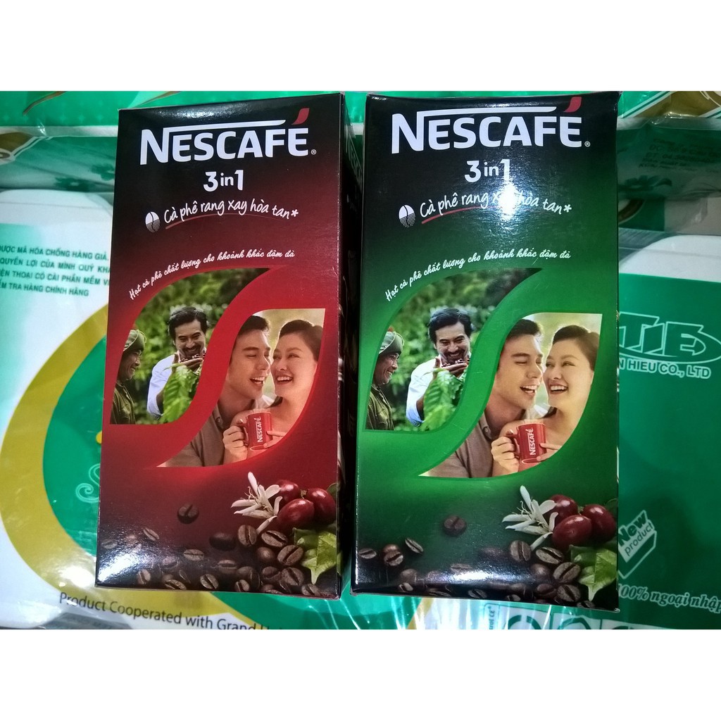 Hộp Nescafe 3in1 rang xay Đậm vị cà phê ( 20 gói x 17g) date mới