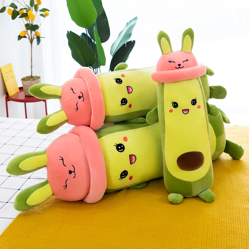 Gấu Bông Qủa Bơ Đội Mũ Hồng, Bơ Thỏ Cute - Hàng Quảng Châu Cao Cấp