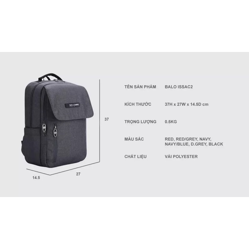 Balo Laptop SimpleCarry Issac 2 i14 Black