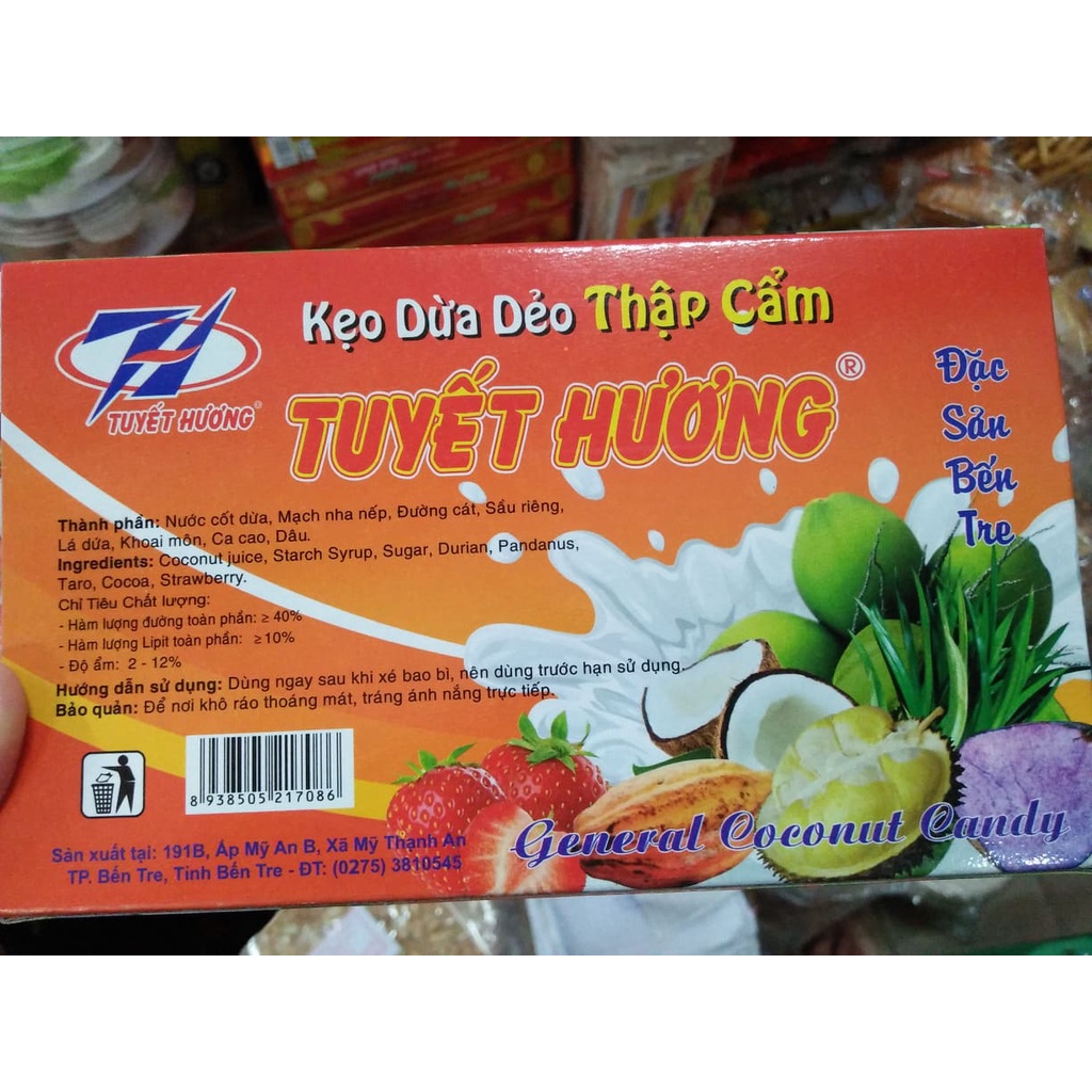 COMBO 4 HỘP KẸO DỪA DẺO THẬP CẨM TUYẾT HƯƠNG ĐẶC BIỆT 5 VỊ - hộp 250gr