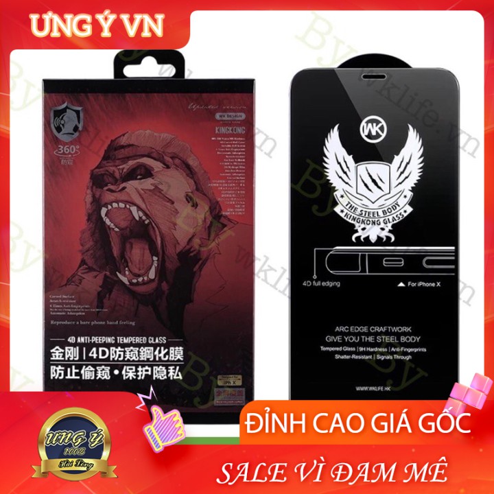 [CƯỜNG LỰC KINGKONG CHỐNG NHÌN TRỘM] FULL MÀN DÀNH CHO IPHONE-CHÍNH HÃNG WK-BẢO MẬT THÔNG TIN