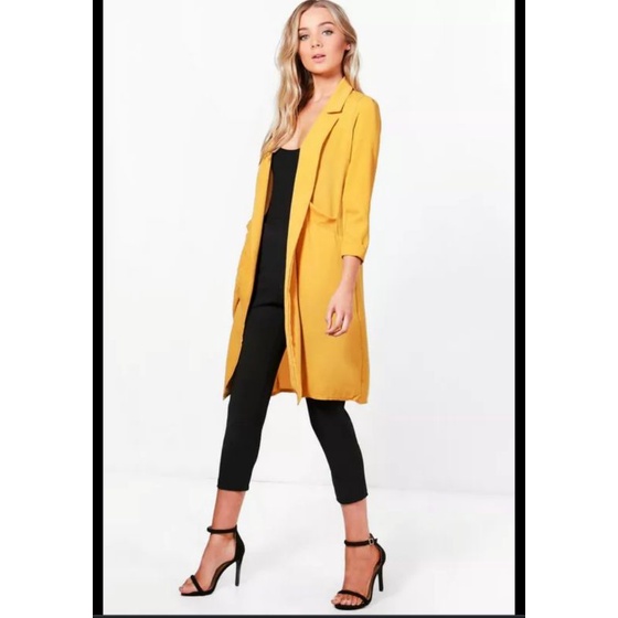 Áo khoác cardigan dáng dài cổ vest mở BERSHKA vnxk khoác trench coat blazer xuất khẩu dư tuồn xịn
