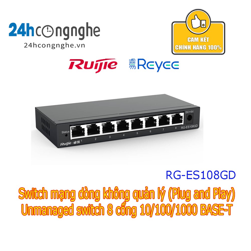 Switch mạng RG-ES108GD switch 8 cổng 10/100/1000 BASE-T