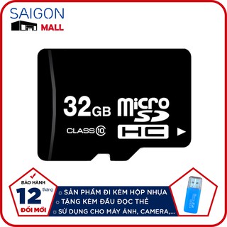 Thẻ nhớ 32GB micro SDHC class 10 tặng kèm đầu đọc thẻ nhớ micro (mẫu ngẫu nhiên) - Bảo hành 12 tháng đổi mới