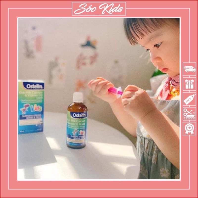 Ostelin Kids Milk Calcium &amp; Vitamin D3 Liquid Dạng Siro Cho Bé 7 Tháng Tuổi - CHUẨN ÚC | DATE 2024 | 90 ML | SÓC KIDS