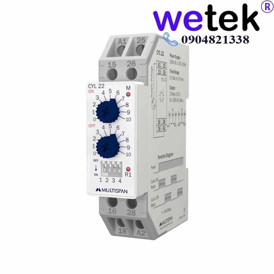 Multispan CYL-22 Timer luân phiên thời gian, kiểu phím cơ,  module gọn rẻ đẹp bền, bảo hành