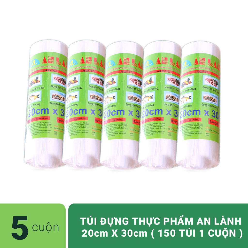 COMBO 5 CUỘN TÚI ĐỰNG THỰC PHẨM HDPE CAO CẤP