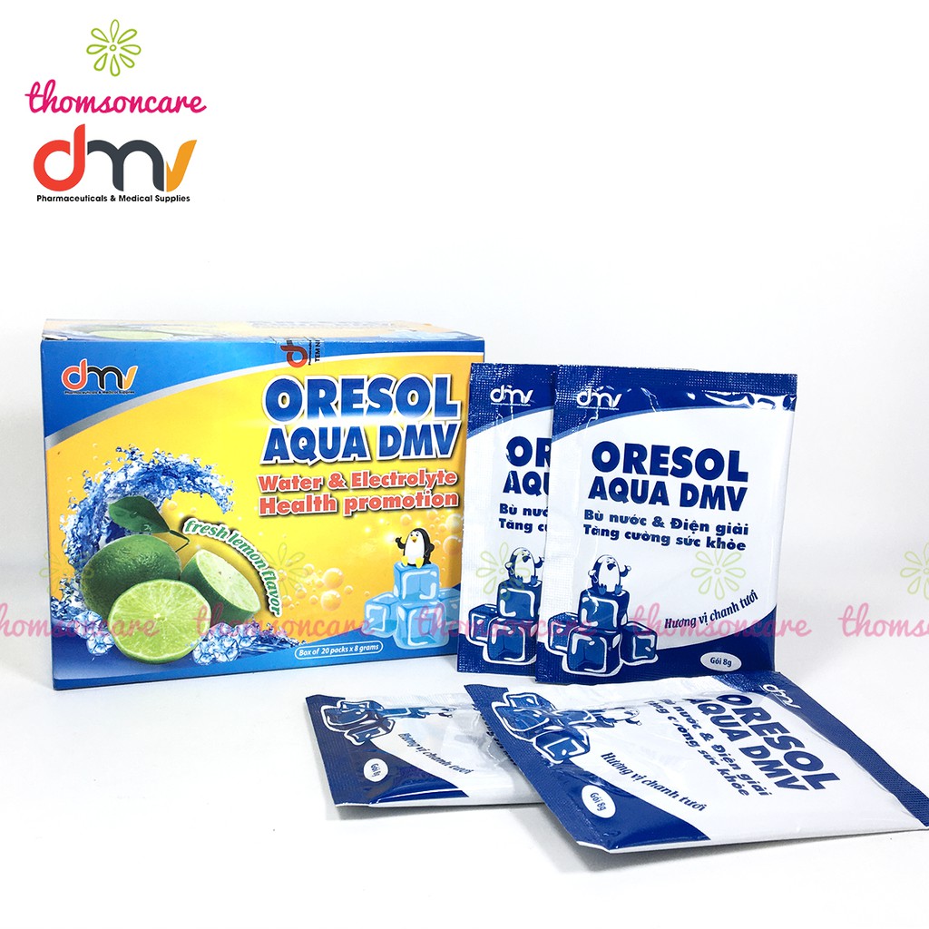 Bột điện giải Oresol bù nước khi ốm sốt, chơi thể thao - Oresol DMV Hộp 20 gói hương chanh giải khát