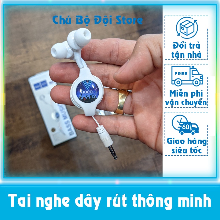 Tai nghe dây rút thông minh Hoco M68 chất lượng âm thanh HI-FI, bass cực đã