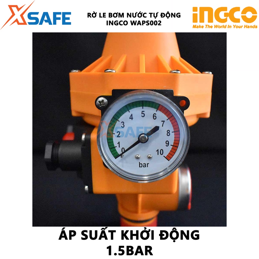 Rờ le tự động bơm nước INGCO WAPS002 - Điện thế 220-240V, áp suất khởi động: 1.5bar, dùng đóng cắt dòng điện cao
