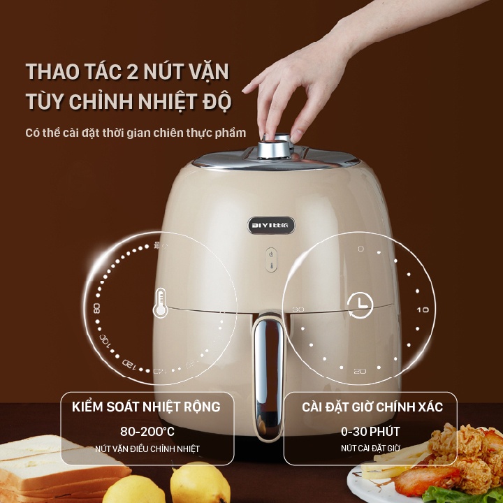 Nồi chiên không dầu BIYI AF-80 4,2L - 1500W tiện lợi - Bảo hành 12 tháng