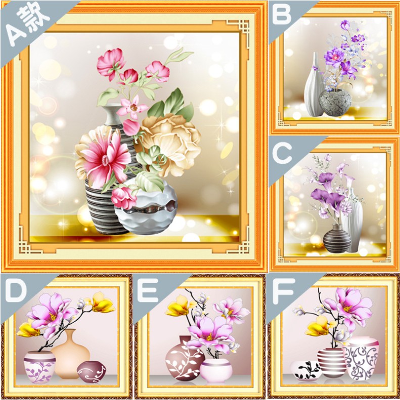 Tranh Thêu Chữ Thập   Hoa 6 Bức HH0854  KT:56X61CM
