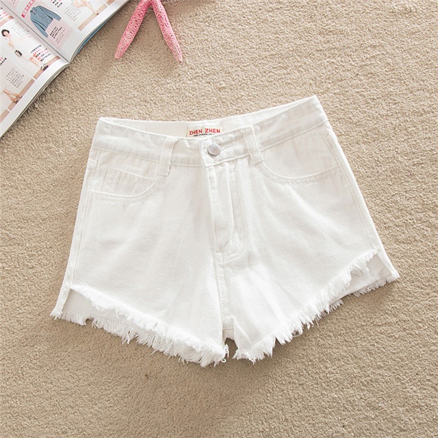 Quần short cạp cao tua rua nhiều size cho nữ kiểu dáng trẻ trung 2 màu đen trắng cơ bản hợp xu hướng thời trang