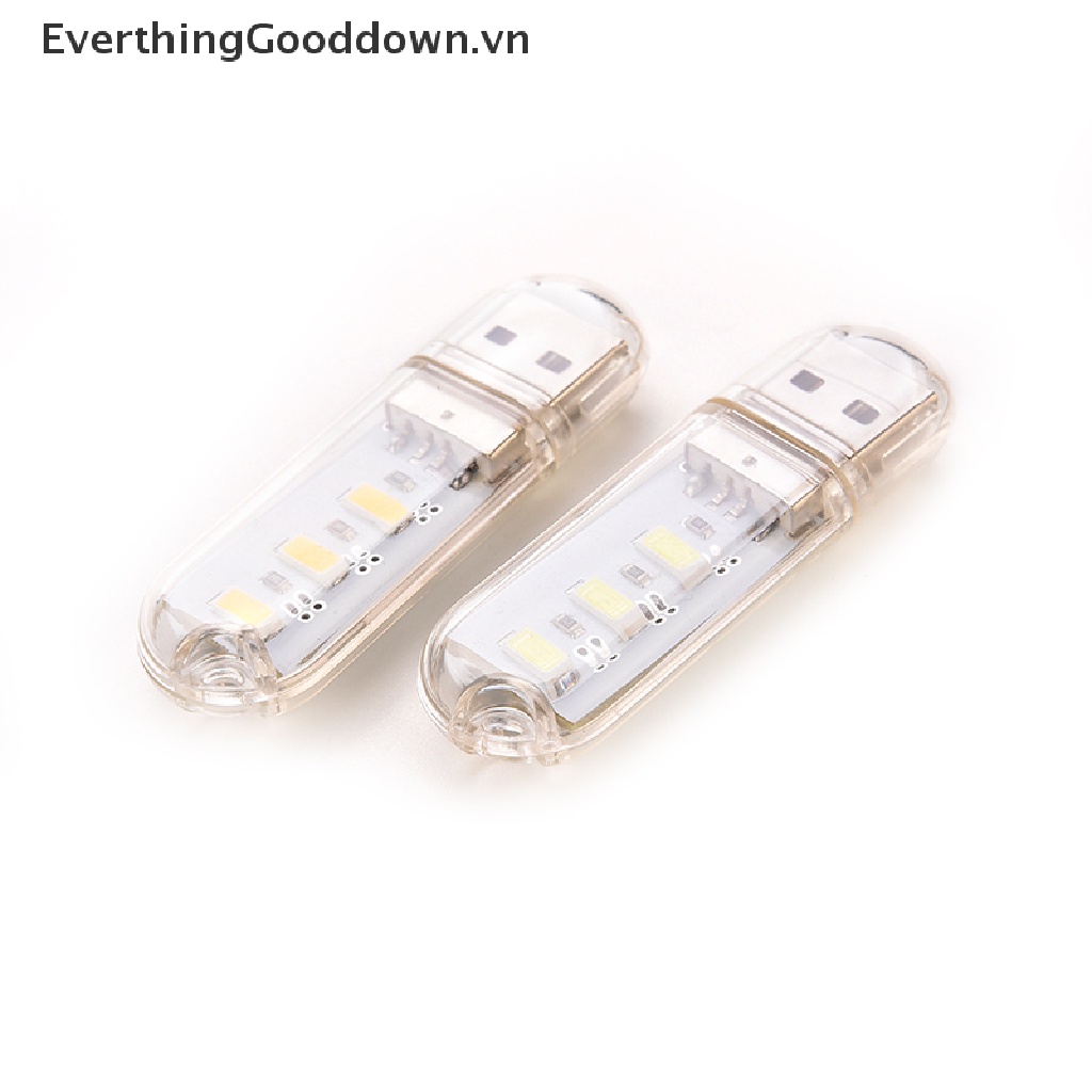 Everthinggooddown Móc Khóa Đèn LED 3 Bóng Trắng Hình Ổ Đĩa Chữ U Sạc Cổng USB Mang Đi Tiện Dụng
