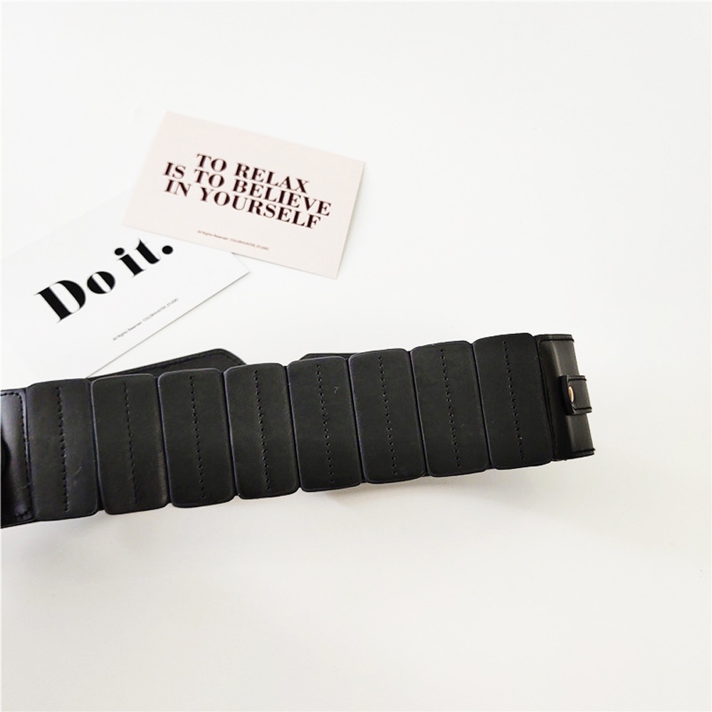 Thắt lưng bản rộng bằng da màu trơn phong cách cổ điển sang trọng cho nữ